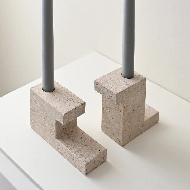 Brick Candle Holder - 101 Copenhagen Candle Holders - Calacatta - Tall - HORNE