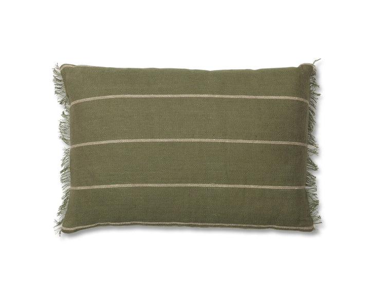 Calm Cushion - Ferm Living - Bedding + Pillows - Olive/ Off - White - 15.7" x 23.6" - HORNE