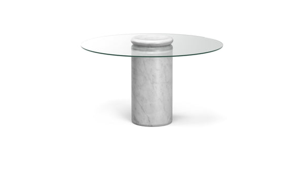 Castore Dining Table - Karakter Dining Tables - Bianco Carrara / Clear Glass - HORNE