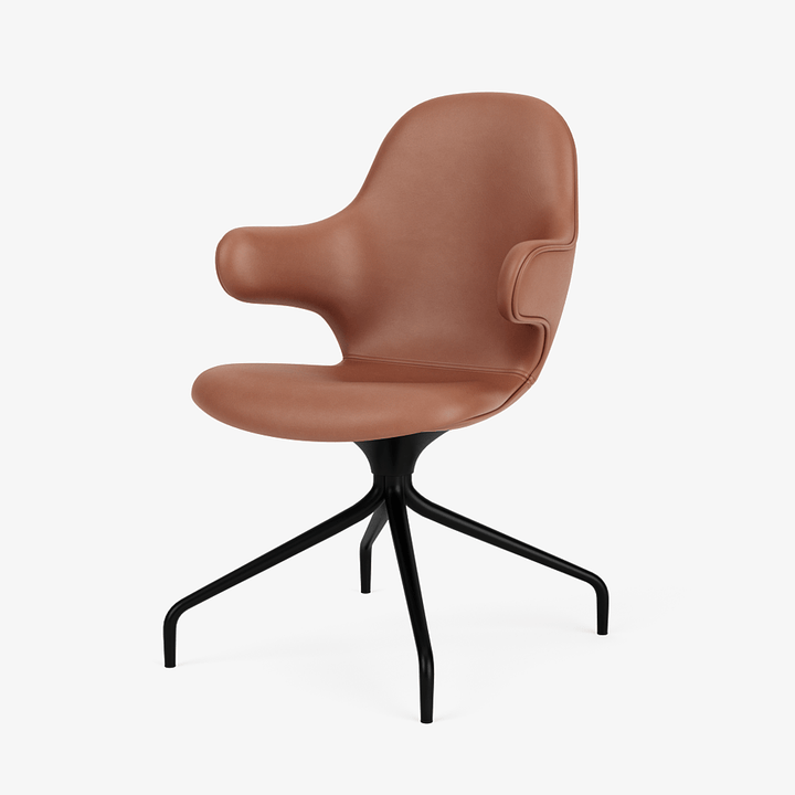 Catch Armchair - 4 - Star Swivel Base - &Tradition Chairs - Noble Aniline Leather Cognac - Black - HORNE