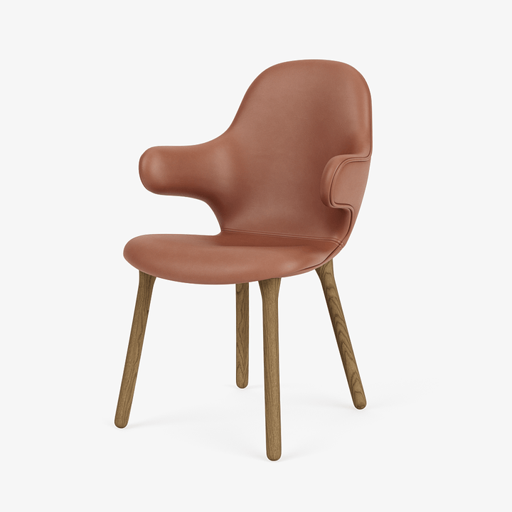 Catch Armchair - Wood Base - &Tradition Chairs - Noble Aniline Leather Cognac - Smoked Oiled Oak - HORNE