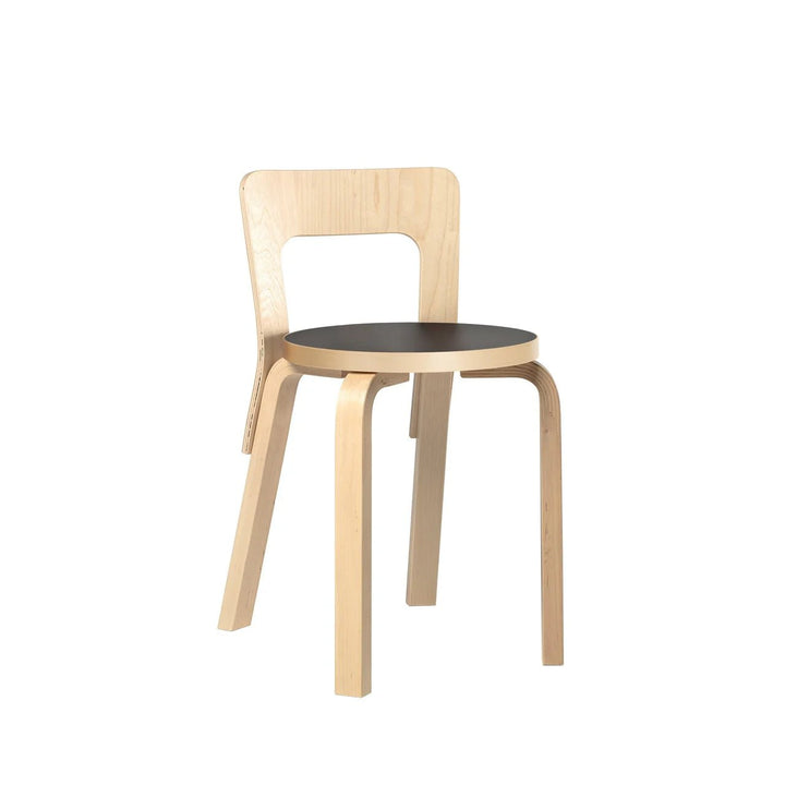 Chair 65 - Natural Lacquered - Artek Chairs - Black Seat - HORNE