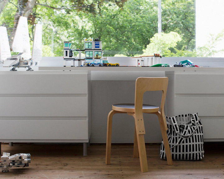 Chair 65 - Natural Lacquered - Artek Chairs - Black Seat - HORNE