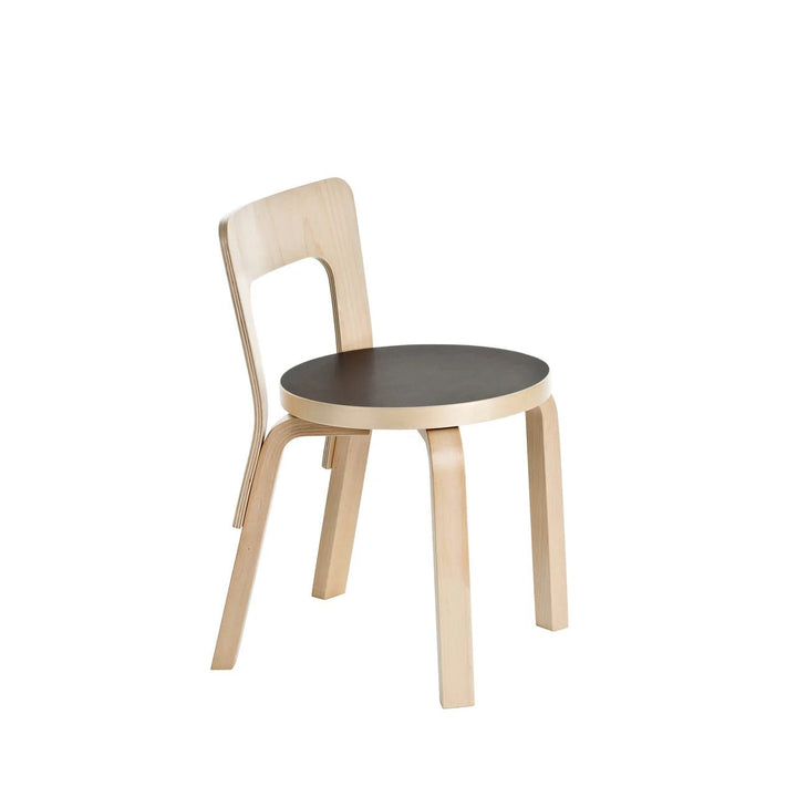 Children's Chair N65 by Alvar Aalto - Artek Kids + Baby - Black Linoleum Seat - HORNE