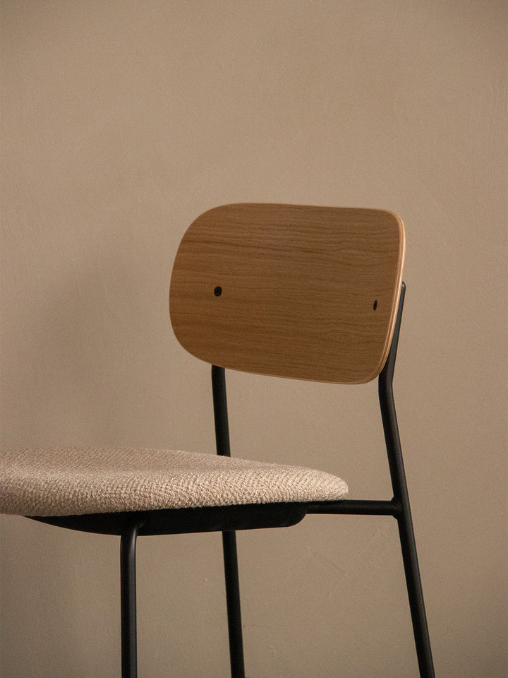 Co Bar Chair - Seat Upholstered - Audo Copenhagen Chairs - Dark Stained Oak - Sierra 1001 - HORNE