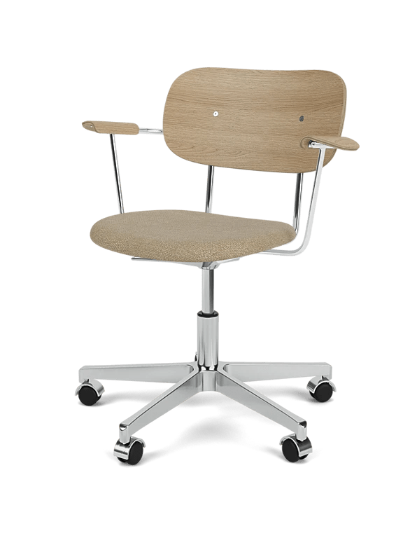 Co Task Chair - Seat Upholstered - Armrest - Audo Copenhagen Chairs - Natural Oak - Audo Bouclé 02 - HORNE