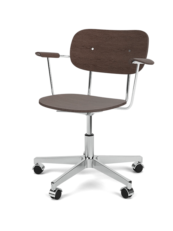 Co Task Chair - Un - Upholstered - Audo Copenhagen Chairs - With armrests - Dark Stained Oak - Polished aluminium - HORNE