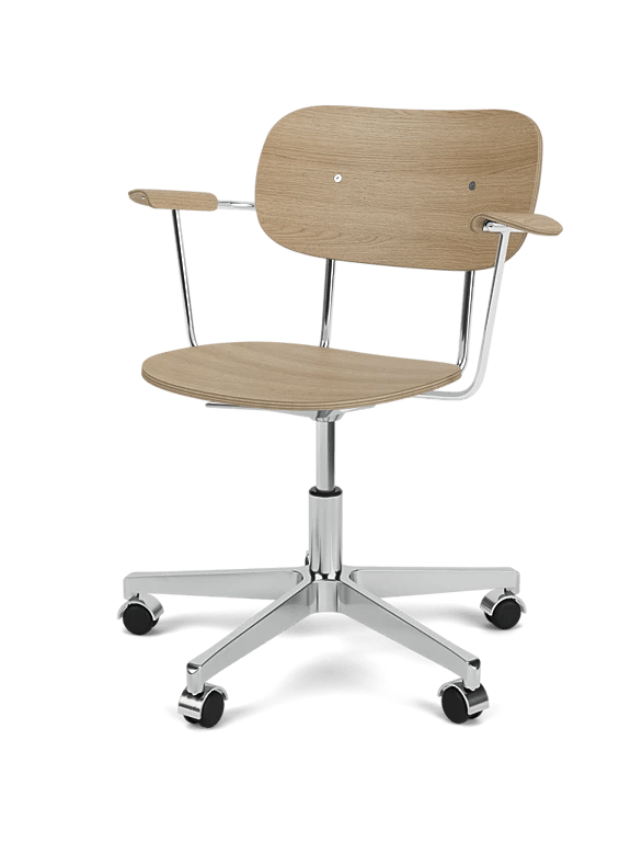 Co Task Chair - Un - Upholstered - Audo Copenhagen Chairs - With armrests - Natural Oak - Polished aluminium - HORNE