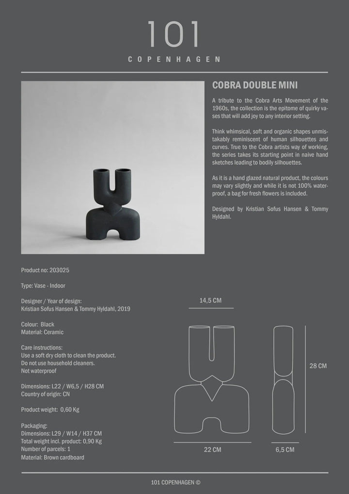 Cobra Vase Double - 101 Copenhagen Vases - Medio - Coffee - HORNE