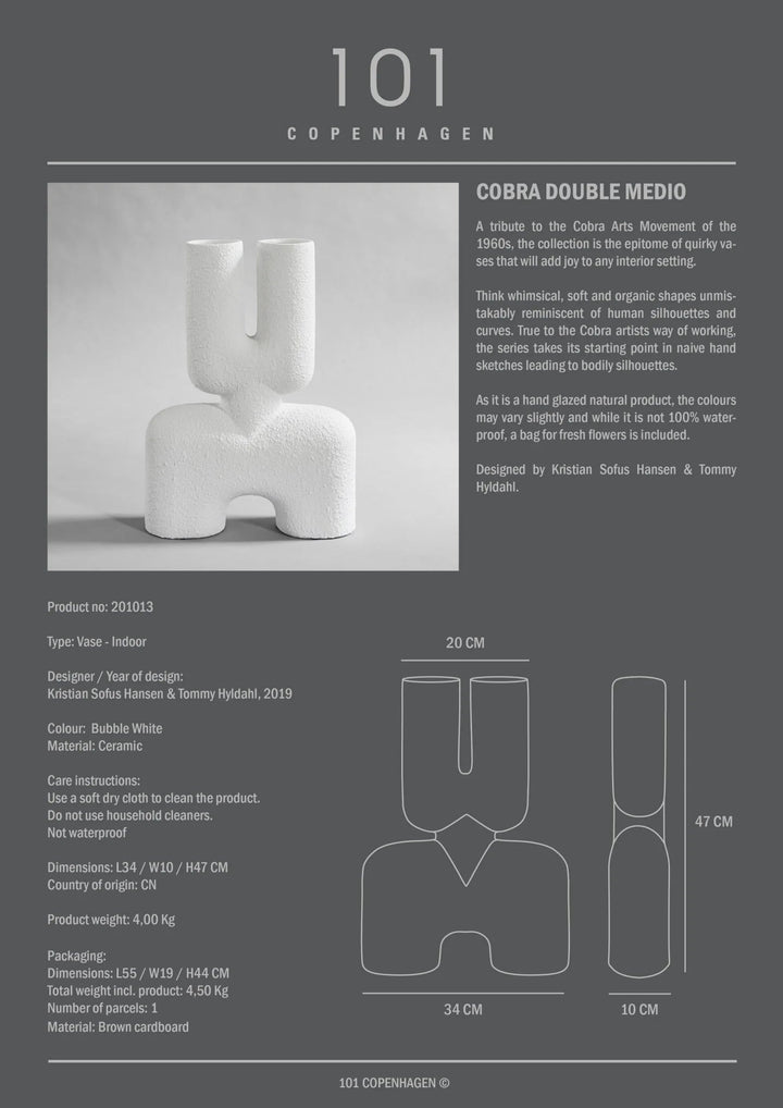 Cobra Vase Double - 101 Copenhagen Vases - Medio - Coffee - HORNE