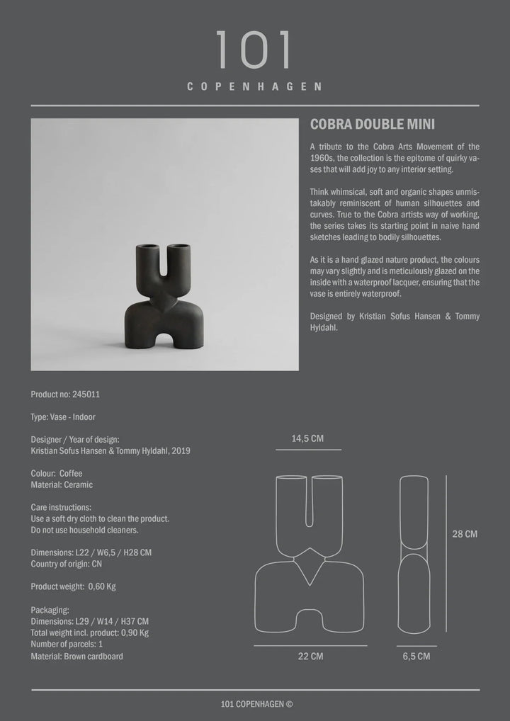Cobra Vase Double - 101 Copenhagen Vases - Medio - Coffee - HORNE