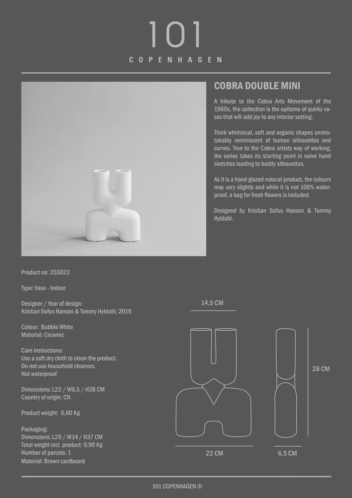 Cobra Vase Double - 101 Copenhagen Vases - Medio - Coffee - HORNE