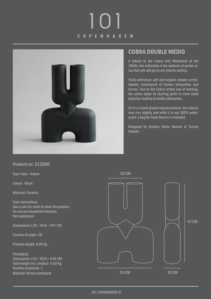 Cobra Vase Double - 101 Copenhagen Vases - Medio - Coffee - HORNE