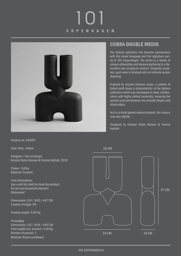 Cobra Vase Double - 101 Copenhagen Vases - Medio - Coffee - HORNE