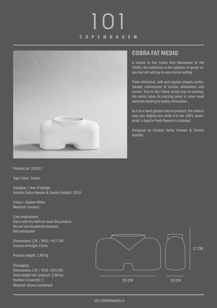 Cobra Vase Fat - 101 Copenhagen Vases - Black - HORNE