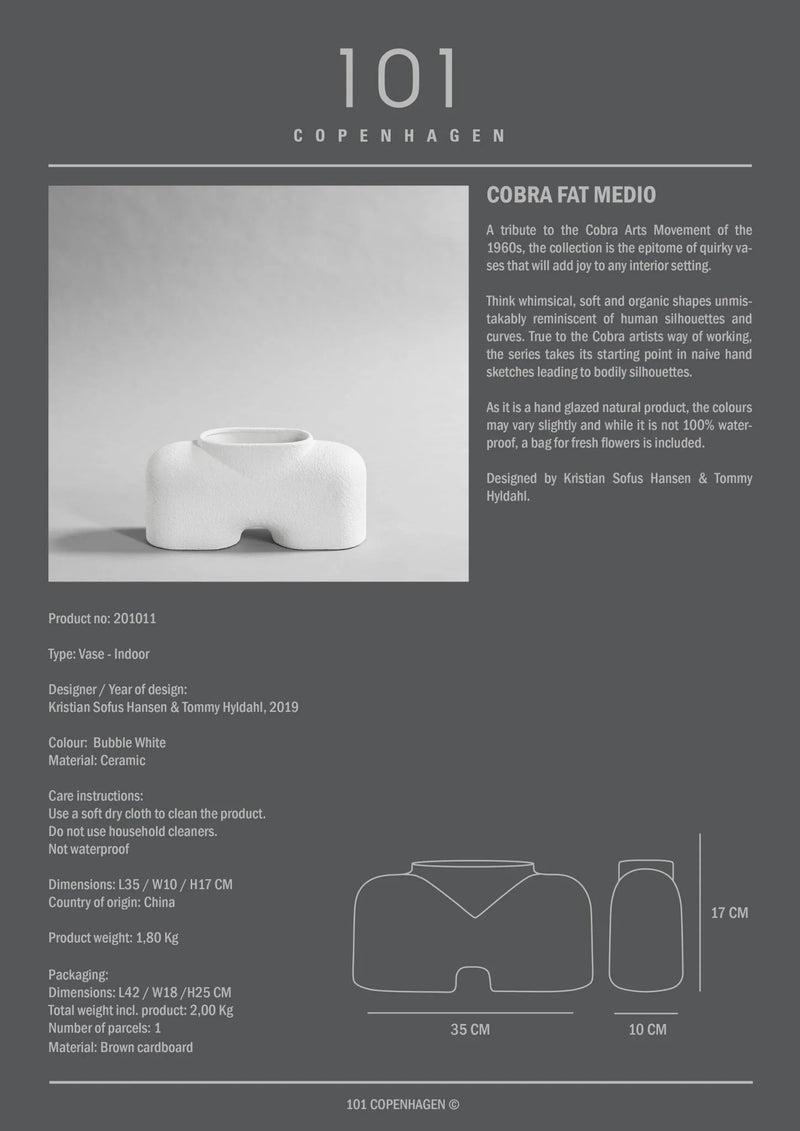 Cobra Vase Fat - 101 Copenhagen Vases - Bubble White - HORNE