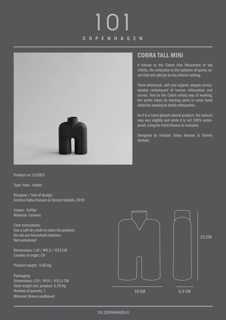 Cobra Vase Tall - 101 Copenhagen Vases - Mini - Bubble White - HORNE