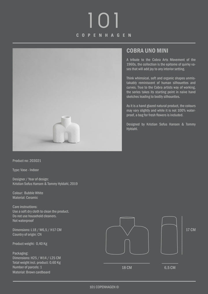 Cobra Vase Uno - 101 Copenhagen Vases - Medio - Coffee - HORNE