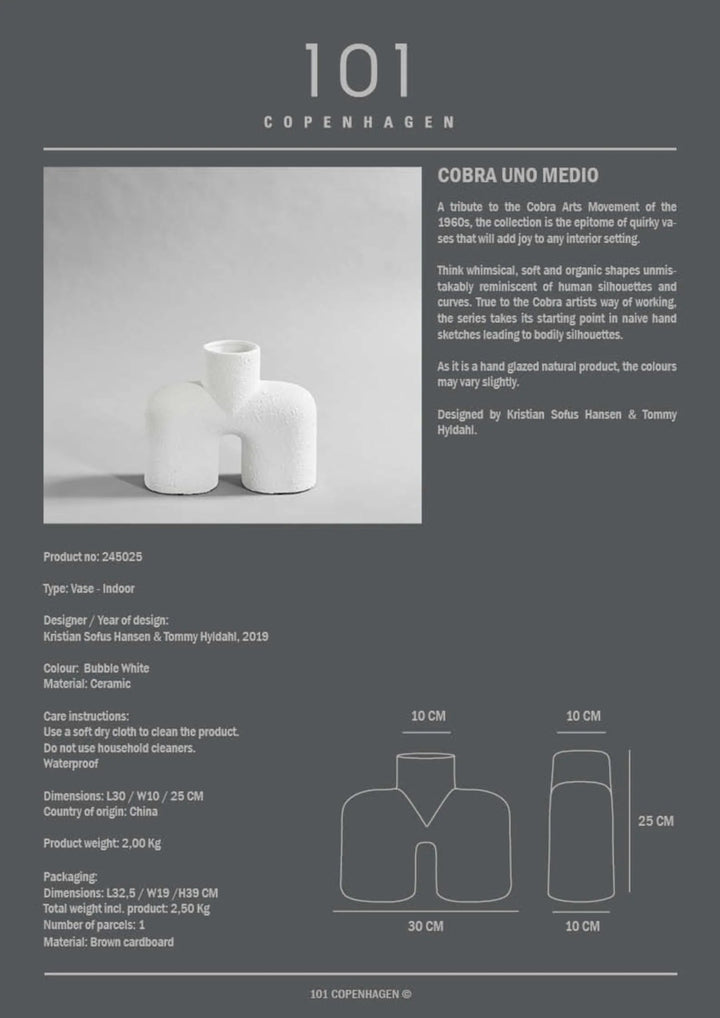 Cobra Vase Uno - 101 Copenhagen Vases - Medio - Coffee - HORNE