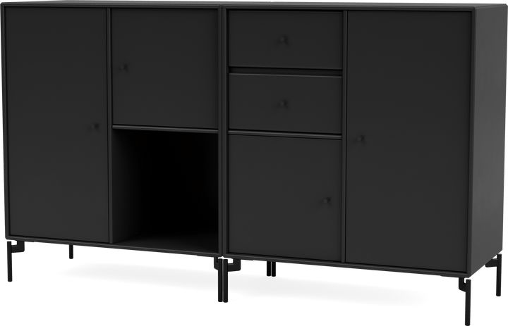 Couple Sideboard - With Legs - Montana - Shelving - Black - Black - HORNE