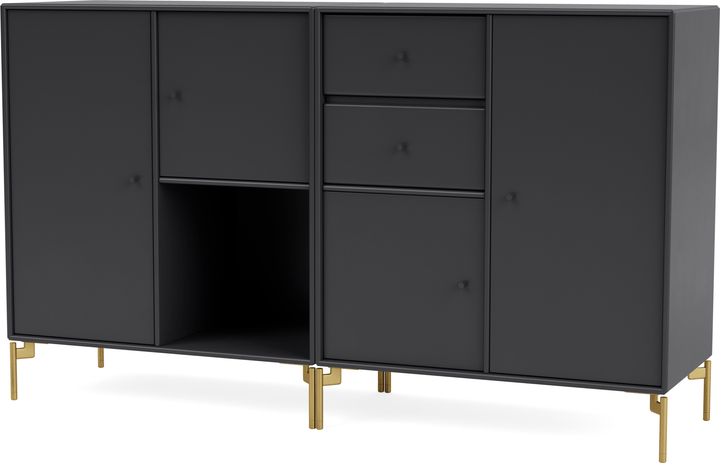 Couple Sideboard - With Legs - Montana - Shelving - Anthracite - Brass - HORNE