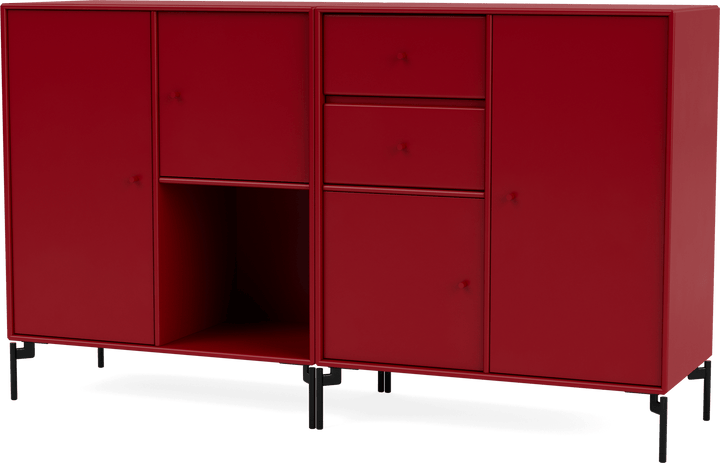 Couple Sideboard - With Legs - Montana - Shelving - Beetroot - Black - HORNE