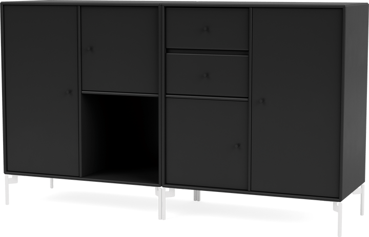 Couple Sideboard - With Legs - Montana - Shelving - Black - Snow - HORNE