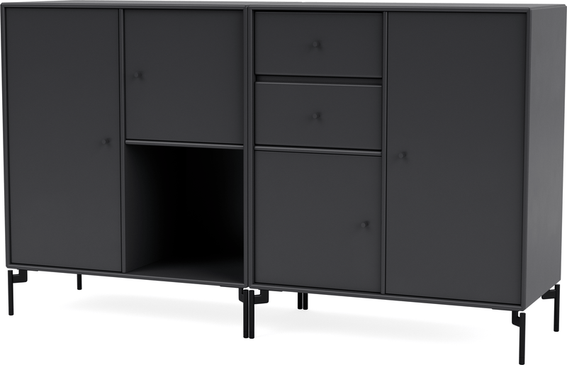Couple Sideboard - With Legs - Montana - Shelving - Anthracite - Matte Chrome - HORNE