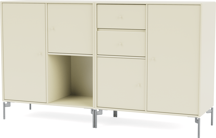 Couple Sideboard - With Legs - Montana - Shelving - Vanilla - Matte Chrome - HORNE