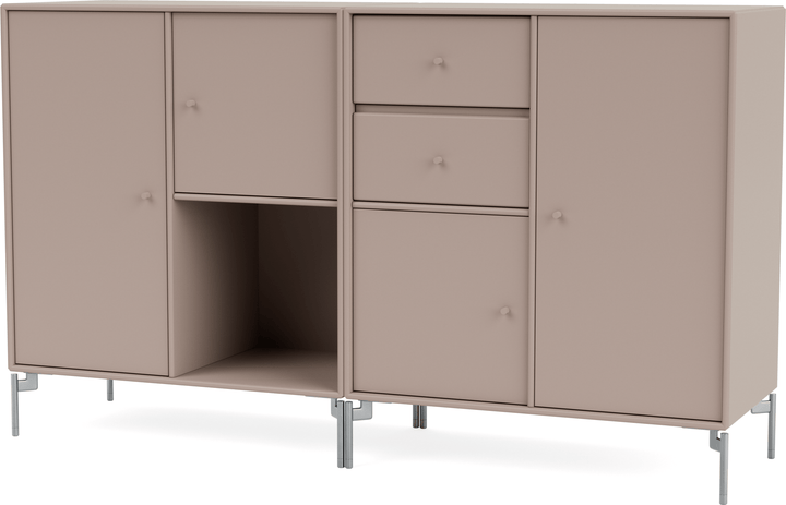 Couple Sideboard - With Legs - Montana - Shelving - Mushroom - Matte Chrome - HORNE