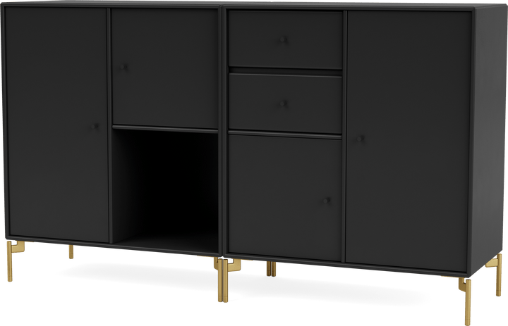 Couple Sideboard - With Legs - Montana - Shelving - Black - Brass - HORNE