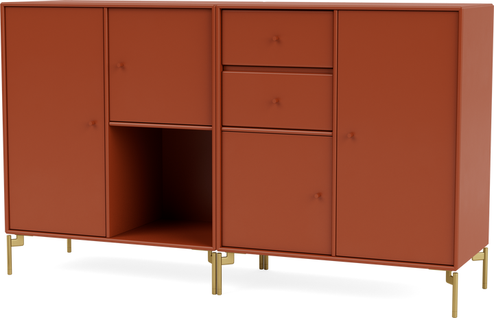 Couple Sideboard - With Legs - Montana - Shelving - Hokkaido - Brass - HORNE