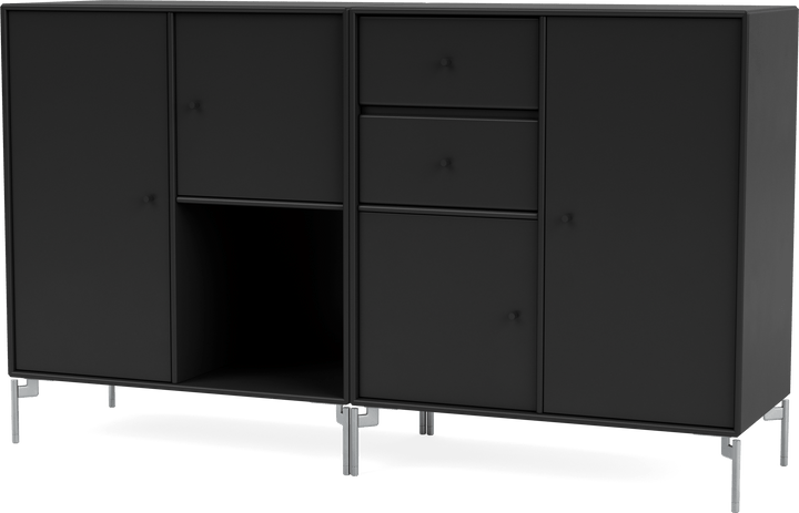 Couple Sideboard - With Legs - Montana - Shelving - Black - Matte Chrome - HORNE