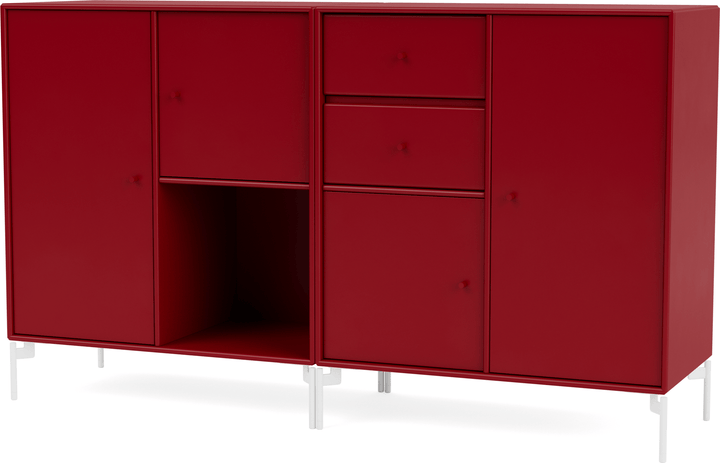 Couple Sideboard - With Legs - Montana - Shelving - Beetroot - Snow - HORNE