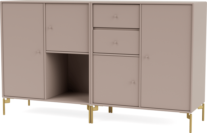 Couple Sideboard - With Legs - Montana - Shelving - Mushroom - Brass - HORNE