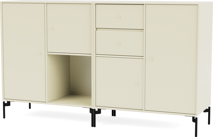 Couple Sideboard - With Legs - Montana - Shelving - Vanilla - Black - HORNE