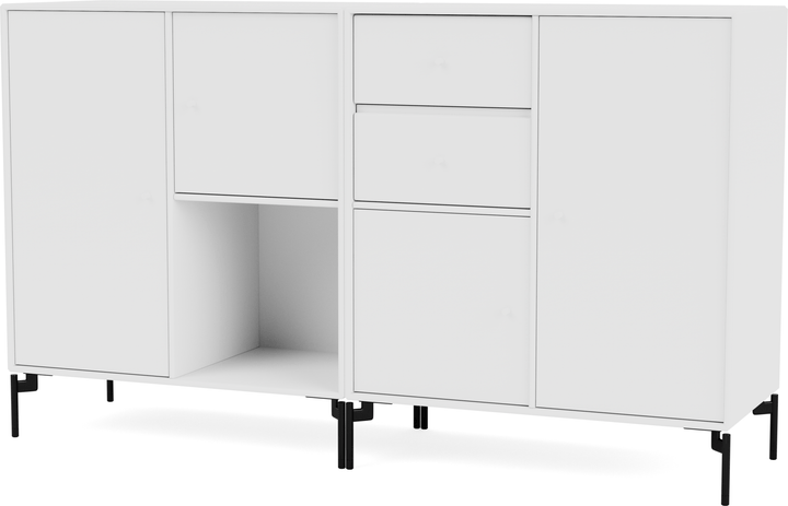 Couple Sideboard - With Legs - Montana - Shelving - New White - Black - HORNE