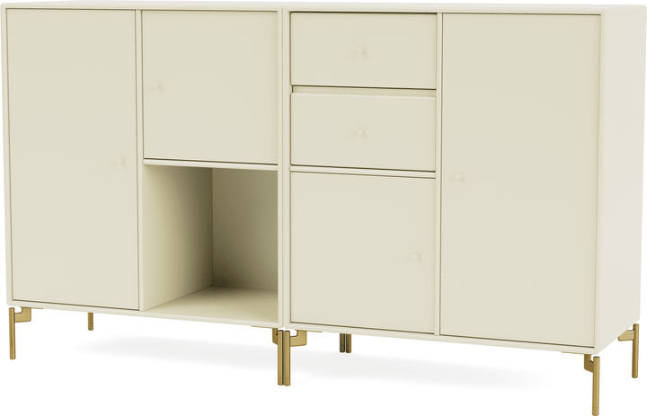Couple Sideboard - With Legs - Montana - Shelving - Vanilla - Brass - HORNE