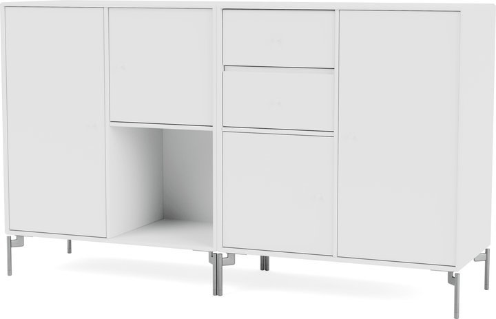 Couple Sideboard - With Legs - Montana - Shelving - New White - Matte Chrome - HORNE