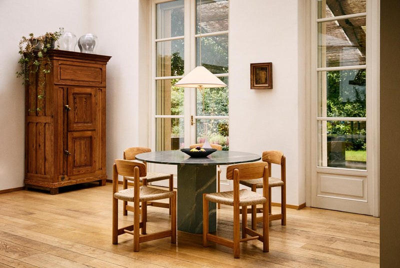 Daumiller Side Chair - Natural Rush Cord - Gubi Chairs - Brown/Black Pine - HORNE
