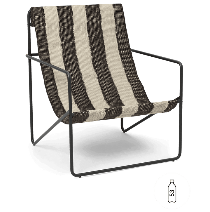 Desert Lounge Chair - Black Frame - Ferm Living Chairs - Off - White & Chocolate Stripe - HORNE