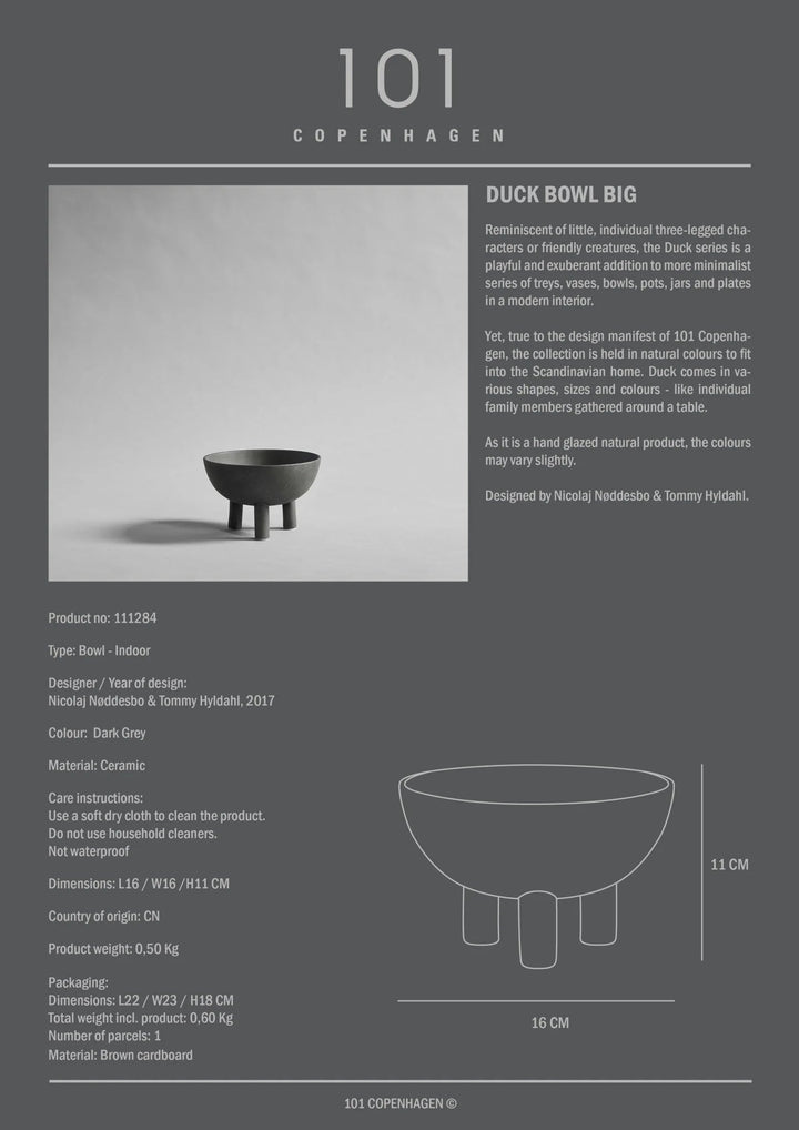 Duck Bowl - 101 Copenhagen Serveware - Mini - Dark grey - HORNE