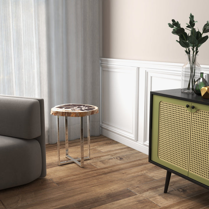 Eliza End Table - Urbia Tables - Natural Light - Polished Stainless Steel - HORNE