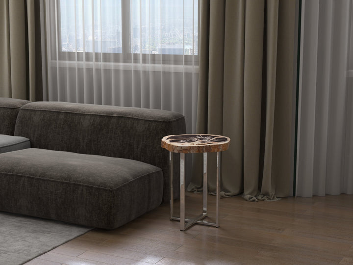 Eliza End Table - Urbia Tables - Natural Light - Polished Stainless Steel - HORNE