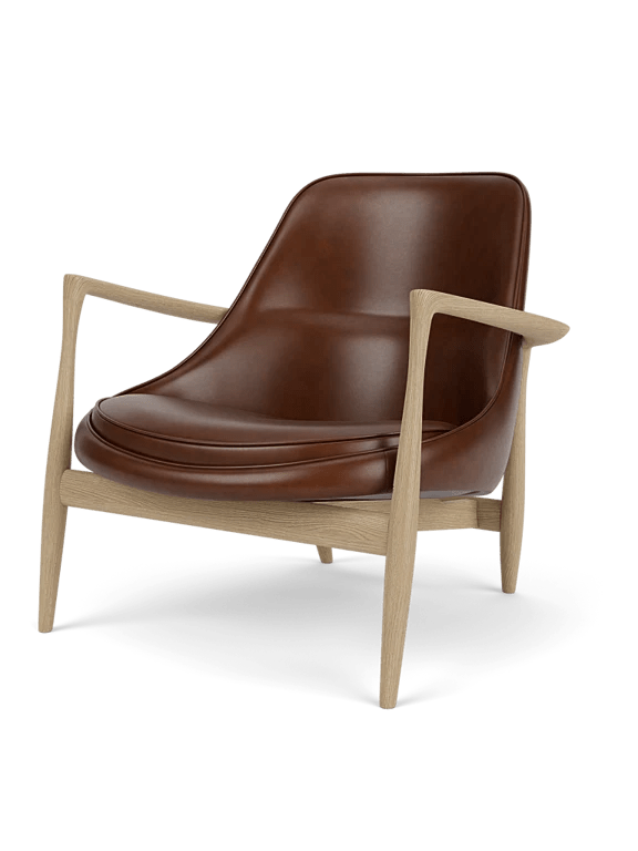 Elizabeth Lounge Chair - Audo Copenhagen Chairs - Natural Oak - Dakar Leather - 0329 Brown - HORNE