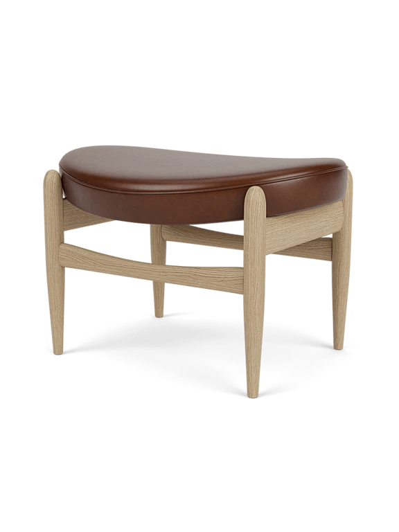Elizabeth Ottoman - Audo Copenhagen Stools + Benches + Ottomans - Natural Oak - Dakar Leather - 0329 Brown - HORNE