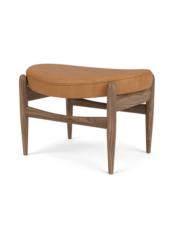 Elizabeth Ottoman - Audo Copenhagen Stools + Benches + Ottomans - Walnut - Dunes Leather - Cognac - HORNE