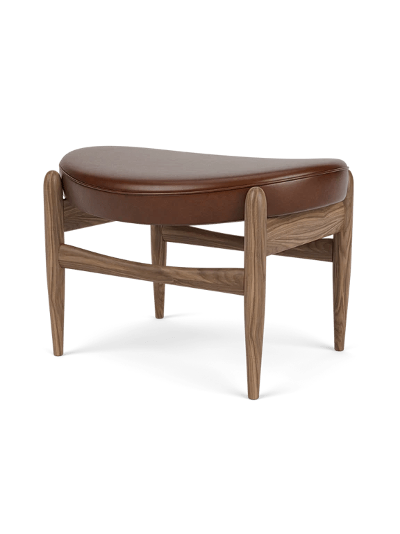 Elizabeth Ottoman - Audo Copenhagen Stools + Benches + Ottomans - Walnut - Dakar Leather - 0329 Brown - HORNE
