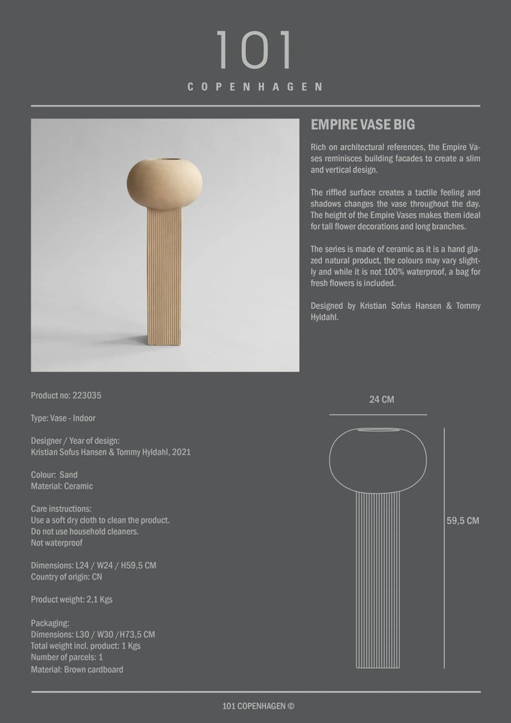 Empire Vase - 101 Copenhagen Vases - Mini - Sand - HORNE