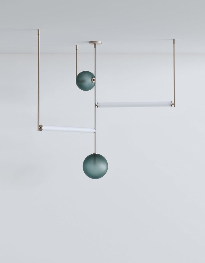 Equalizer 4 Piece Axial - Ladies & Gentlemen Lighting - Gold Anodize - Smokey Green - HORNE